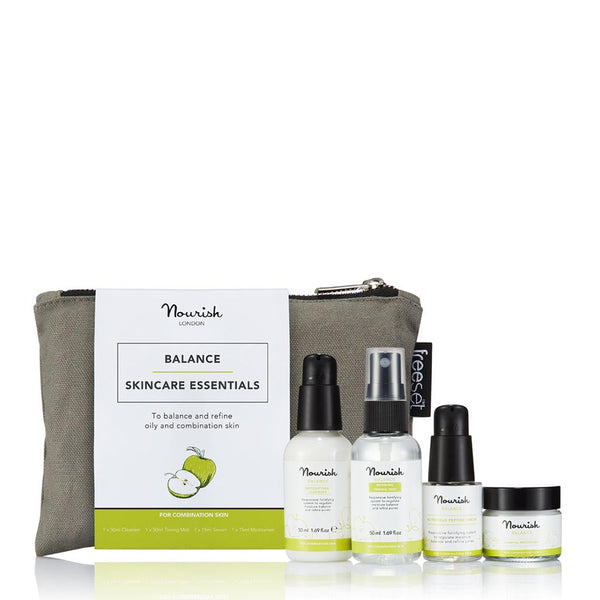 Nourish London NEW Balance Skincare Essentials for Oily Skin: Cleanser, Toning Mist, Serum, Moisturiser