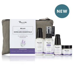 Nourish London NEW Relax Skincare Essentials for Sensitive Skin: Cleanser, Toning Mist, Serum, Moisturiser